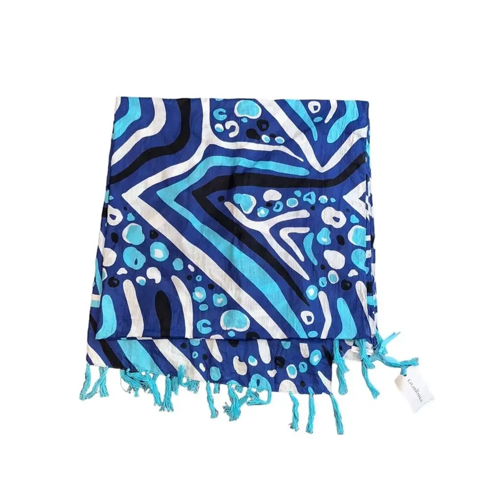 Lilibridge Bahamas Wrap Zebra Cat Blue White Sarong Scarf,Swim Cover Up
